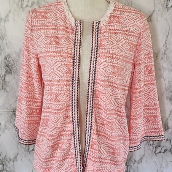 Elegant Aztec Print Blazer Cardigan XL Feminine Career Coastal Church Modest - Picture 4 of 13